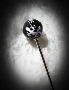 ヤモリシルエットかんざし【棒長さ13,5cm、11cm2種類のみ】ハンドメイド