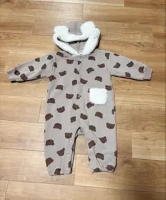 Kinder mini 80cm クマ柄フリースロンパース 裏起毛 ベビー服