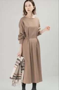 URBAN RESEARCH ROSSO ウール混ウエストギャザーワンピース