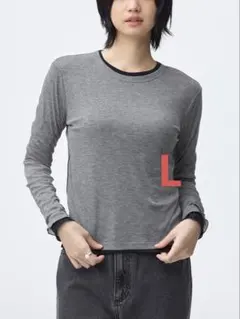 美品　GU ソフトシアークールネックT（長袖）GLAY L
