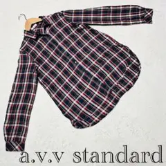 a.v.v standard 【S】チェックシャツ 長袖 ネイビー カジュアル
