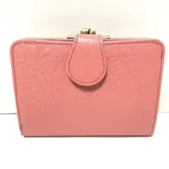 【新品未使用】本革職人　型押し折り財布　苺色