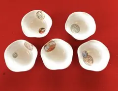 連休特別価　深川製 花形小鉢 磁寿赤絵 サービス5客小皿