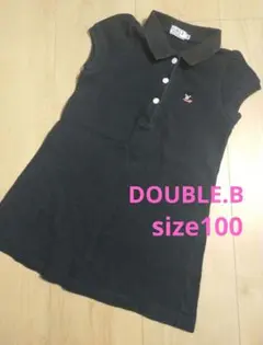 DOUBLE B 黒 ポロシャツ ワンピース 半袖