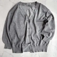 ８分袖Ｖネックカーディガン　【M】　グレー　接触冷感　ウォッシャブル　薄手