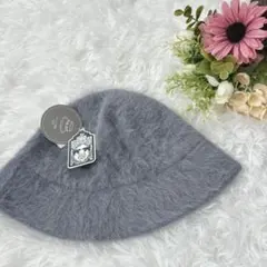 SHOO・LA・RUE シャギーブリムダウンバケハ 秋冬 ブルー バケハ