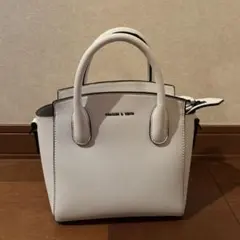 ホワイト ミニハンドバッグ 合成皮革