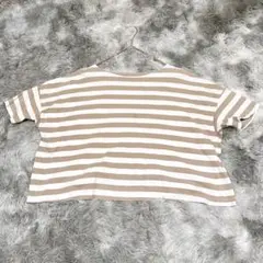 12 リップスター ボーダー 半袖 Tシャツ ベージュ ゆったり 綿100%のサムネイル