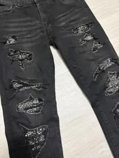 【美品✨️】mnml似ダメージジーンズ ブラック 31