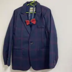 140 ネイビー チェック柄 フォーマルスーツ 4点セット