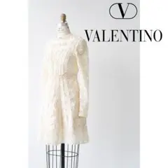 VALENTINO ヴァレンティノ レース スタッズ ワンピース 40 フラワー レッドヴァレンティノ ワンピース 花柄 ＃40 【中古】 Red