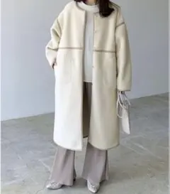 lian Lian ボアパイピングロングコート ムートン 2way