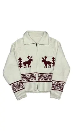 クリスマス　ニットセーター ジップアップ