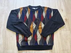 BACHRACH 幾何学柄 ニット セーター MADE IN USA メンズ短丈