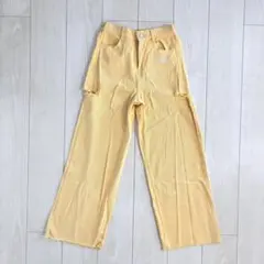 新品ANAP GIRL イエローフリンジデニムパンツ M