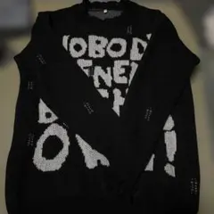 ブラックニットセーター Mサイズ 文字プリント