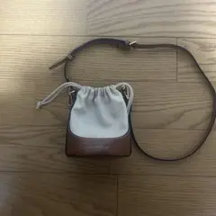 ZARA 巾着型 ショルダーバッグ ブラウン×ベージュ