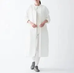【価格相談◎】 無印良品 洗いざらしオックススタンドカラーロング丈シャツ