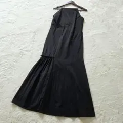 ma33026様アンスリード　マーメイドキャミワンピース　アシメ　モード　38 美品✨アンスリード マーメイドキャミワンピース アシメ ブラック