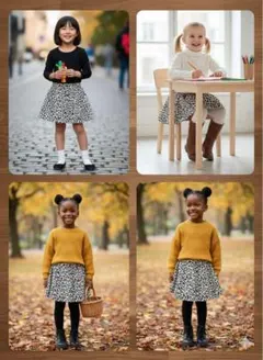 フレアスカート ショートパンツ、ポケット付き ダルメシアン柄 グローバルワークス