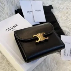 CELINE スモール フラップウォレット トリオンフ ブラック 黒