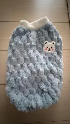 水色フリース犬服 クマ刺繍付き(中古)