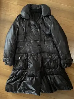 HK】◇美品◇ブラック ボリュームカラー 中綿コート サイズ40（L相当 