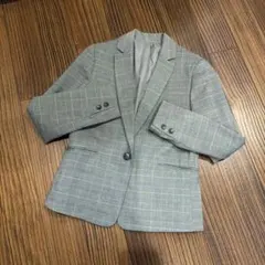 グレー チェック柄 パンツスーツ ベルト付き