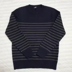 UNIQLO ウォッシャブルストレッチミラノリブクルーネックセーターMネイビー系