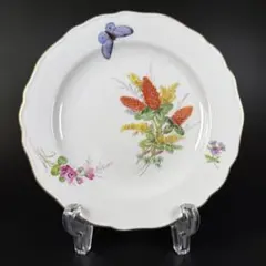マイセン MEISSEN 金彩葡萄葉文 輪花皿 飾皿 白磁 プレート ドイツ マイセン MEISSEN 金彩葡萄葉文 輪花皿 飾皿 白磁 プレート ドイツ