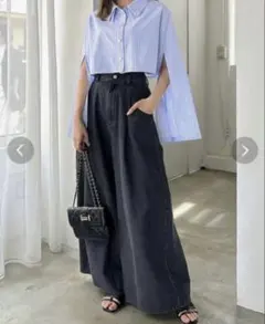 新品タグ付【ダズリン】ダブル ハイウエスト ワイド デニム パンツ ブラックのサムネイル
