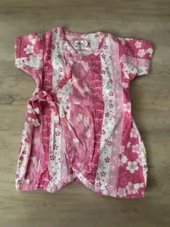 べべ　ピンク 花とうさぎ柄 甚平 50～60サイズ　美品。