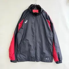 アシックス　メンズ　ウィンドブレーカー　ナイロン　ジャケット　スポーツ　M 黒赤