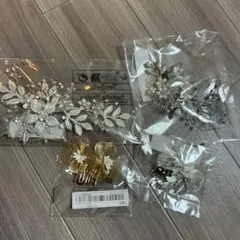 【新品】結婚式 髪飾り ヘアコーム 4点 パール フラワー