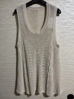 ノースリーブ編み地デザインチュニック Mサイズ