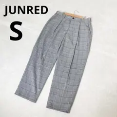 JUNRED メンズ グレンチェックスラックスパンツ グレー Sのサムネイル