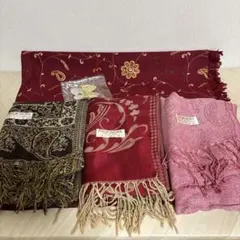 ドバイ購入ショール、パシュミナ4枚まとめて。おまけ付き！