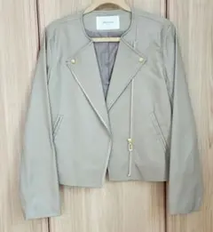 OPAQUE.CLIP ベージュ シングルライダースジャケット