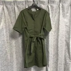 新品！イーハイフン＊腰紐付きひざ丈シャツワンピース＊フリーサイズのサムネイル
