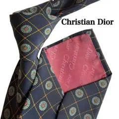 極美品】Christian Dior ディオール ネクタイ 小紋柄 ボルドー系