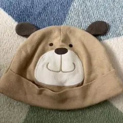 ベビー帽子 6 クマ 顔 ベージュ
