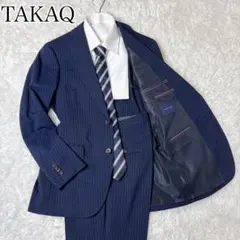 TAKAQ セットアップ スーツ ネイビー ストライプ ウォッシャブル 洗える