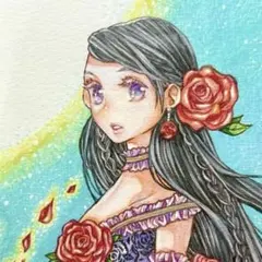 眼帯チャイナっ娘 手描きイラスト オリジナルイラスト アナログ