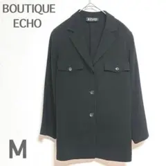BOUTIQUE ECHO薄手ジャケット 黒 長袖 羽織り日本製 【M】