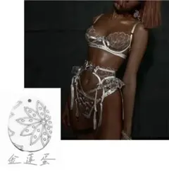 ✧︎マダム粗茶✧︎75D75E80D✧︎ガーター✧︎香港女人街ランジェリー3点セット㉔