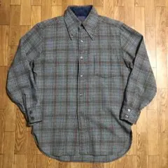 70s USA製 PENDLETON WOOL BDシャツ チェック グレー M