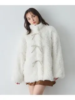 INGNI リボン取り外しスタンドボアブルゾン ファーコート