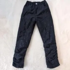 ドット柄紺　暖か　長ズボン（モコモコ内側）130