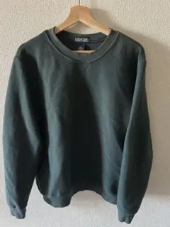 90sLANDS’ END クルーネックスウェット ダークグリーン 鹿の子