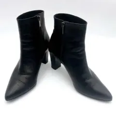 Le Talon GRISE レザー ポインテッド ショートブーツ 25.5 黒